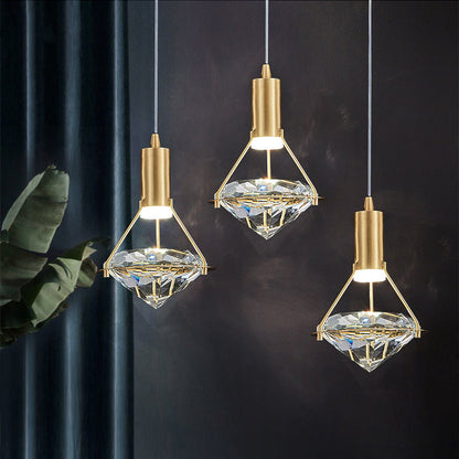 Modern Luxury Dome Diamond Full Copper Crystal 1 - Light Pendant Light For Dining Room