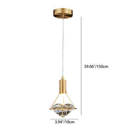 Modern Luxury Dome Diamond Full Copper Crystal 1 - Light Pendant Light For Dining Room