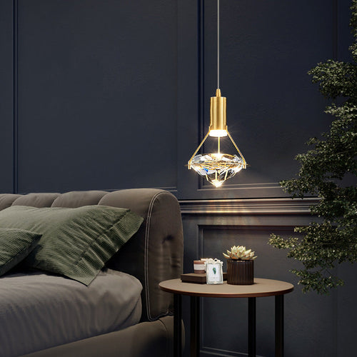 Modern Luxury Dome Diamond Full Copper Crystal 1 - Light Pendant Light For Dining Room