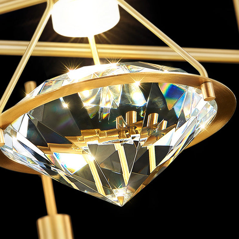 Modern Luxury Dome Diamond Full Copper Crystal 1 - Light Pendant Light For Dining Room