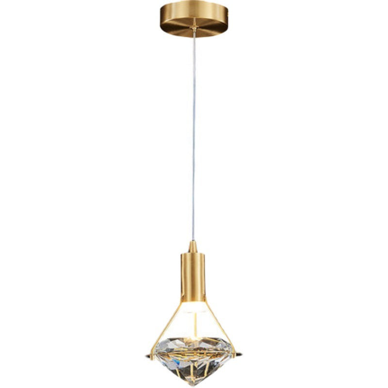 Modern Luxury Dome Diamond Full Copper Crystal 1 - Light Pendant Light For Dining Room