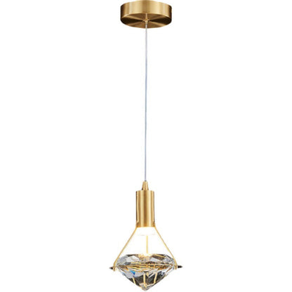 Modern Luxury Dome Diamond Full Copper Crystal 1 - Light Pendant Light For Dining Room