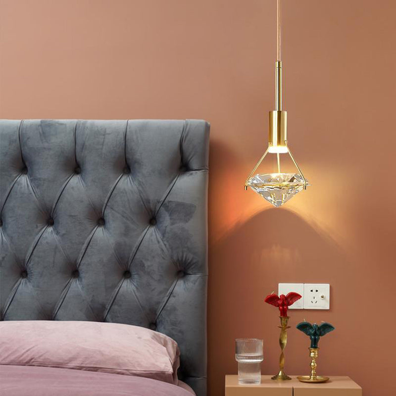 Modern Luxury Dome Diamond Full Copper Crystal 1 - Light Pendant Light For Dining Room