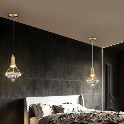 Modern Luxury Dome Diamond Full Copper Crystal 1 - Light Pendant Light For Dining Room