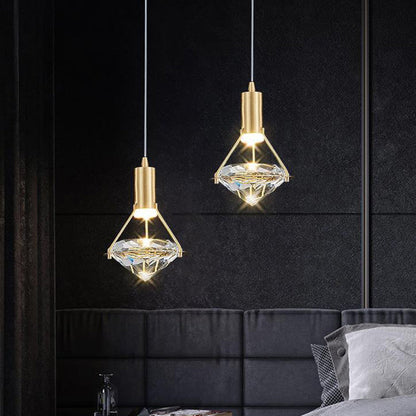Modern Luxury Dome Diamond Full Copper Crystal 1 - Light Pendant Light For Dining Room
