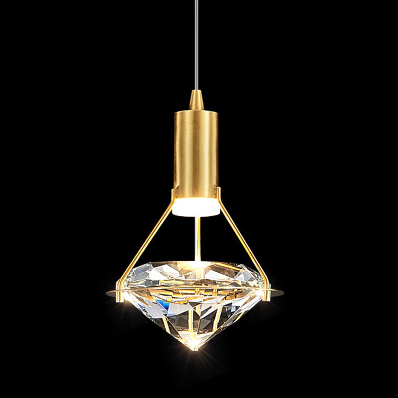 Modern Luxury Dome Diamond Full Copper Crystal 1 - Light Pendant Light For Dining Room