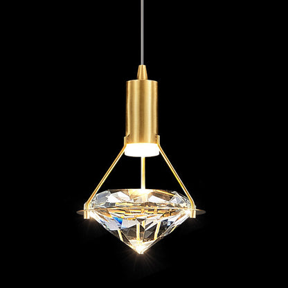 Modern Luxury Dome Diamond Full Copper Crystal 1 - Light Pendant Light For Dining Room