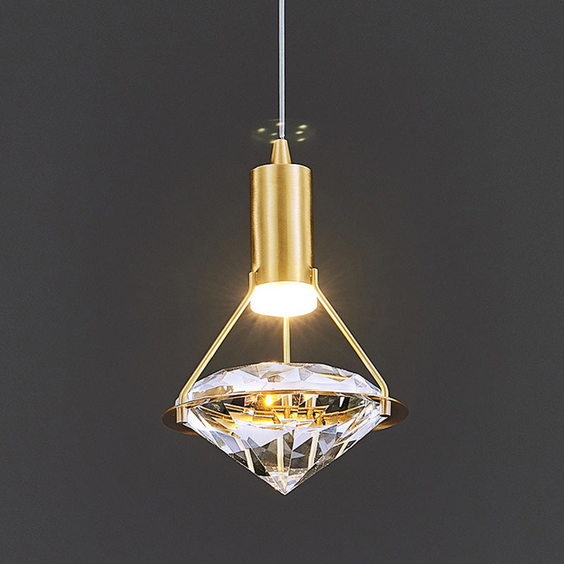Modern Luxury Dome Diamond Full Copper Crystal 1 - Light Pendant Light For Dining Room