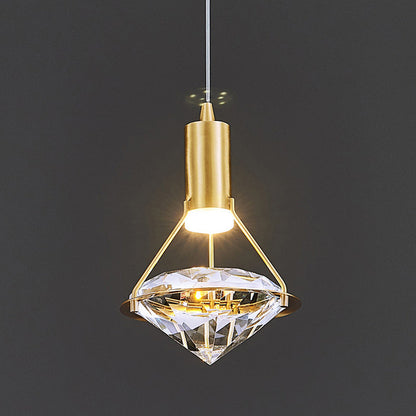 Modern Luxury Dome Diamond Full Copper Crystal 1 - Light Pendant Light For Dining Room