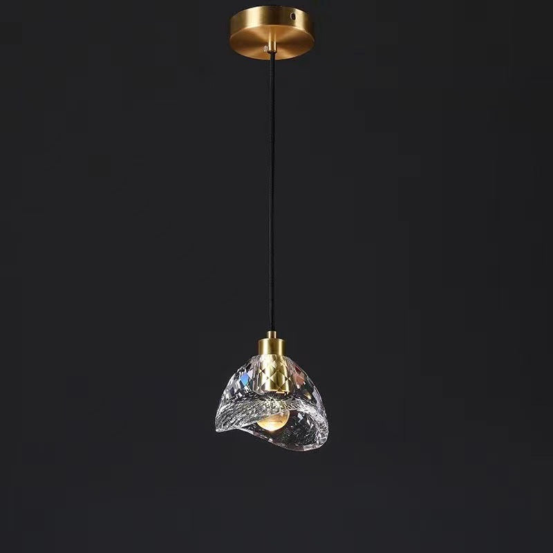 Modern Luxury Full Copper Crystal Lampshade 1 - Light Pendant Light For Dining Room