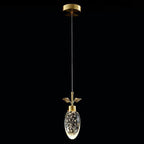 Modern Luxury Dome Water Drop Leaves Full Copper Crystal LED Pendant Light For Living Room