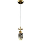 Modern Luxury Dome Water Drop Leaves Full Copper Crystal LED Pendant Light For Living Room