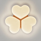 Contemporary Nordic Cream Three Love Hearts Acrylic Lampshade Iron LED Flush Mount Ceiling Light For Bedroom