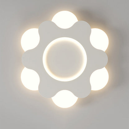 Contemporary Nordic Flower Shape Iron Acrylic Lampshade LED Flush Mount Ceiling Light For Bedroom