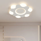 Contemporary Nordic Flower Shape Iron Acrylic Lampshade LED Flush Mount Ceiling Light For Bedroom