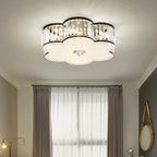 Modern Luxury Round Square Petal Crystal Glass Lampshade Hardware 4/5/6 - Light Flush Mount Ceiling Light For Living Room