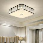 Modern Luxury Round Square Petal Crystal Glass Lampshade Hardware 4/5/6 - Light Flush Mount Ceiling Light For Living Room