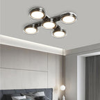 Modern Art Deco Round Beads Glass Acrylic Lampshade Hardware LED Semi-Flush Mount Ceiling Light For Living Room