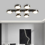 Modern Art Deco Round Beads Glass Acrylic Lampshade Hardware LED Semi-Flush Mount Ceiling Light For Living Room