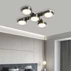 Modern Art Deco Round Beads Glass Acrylic Lampshade Hardware LED Semi-Flush Mount Ceiling Light For Living Room