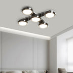 Modern Art Deco Round Beads Glass Acrylic Lampshade Hardware LED Semi-Flush Mount Ceiling Light For Living Room