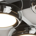 Modern Art Deco Round Beads Glass Acrylic Lampshade Hardware LED Semi-Flush Mount Ceiling Light For Living Room