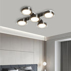 Modern Art Deco Round Beads Glass Acrylic Lampshade Hardware LED Semi-Flush Mount Ceiling Light For Living Room