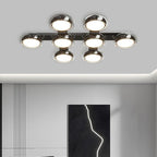 Modern Art Deco Round Beads Glass Acrylic Lampshade Hardware LED Semi-Flush Mount Ceiling Light For Living Room