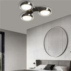 Modern Art Deco Round Beads Glass Acrylic Lampshade Hardware LED Semi-Flush Mount Ceiling Light For Living Room