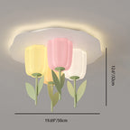 Contemporary Creative Cream Tulips Roto-molding Lampshade Iron LED Semi-Flush Mount Ceiling Light For Bedroom