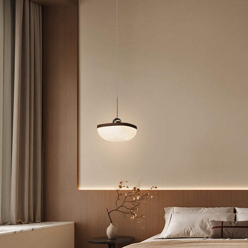 Contemporary Retro Semicircle Roto-molding Acrylic Lampshade Iron LED Pendant Light For Dining Room