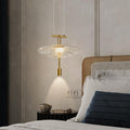 Modern Luxury Dome Oval Glass Lampshade Iron LED Pendant Light For Dining Room