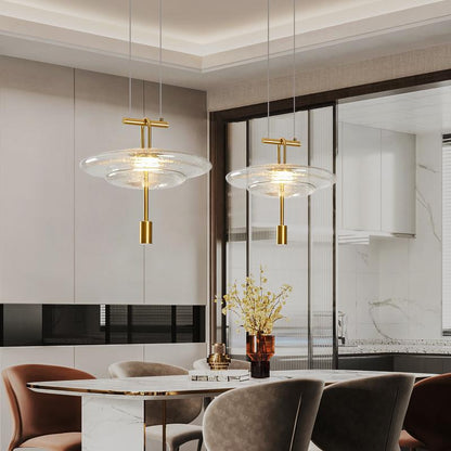 Modern Luxury Dome Oval Glass Lampshade Iron LED Pendant Light For Dining Room