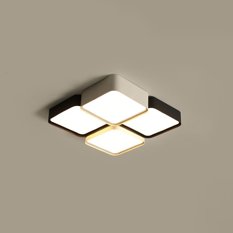 Contemporary Simplicity Round Square Splicing Aluminum Iron Acrylic Lampshade LED Flush Mount Ceiling Light For Bedroom