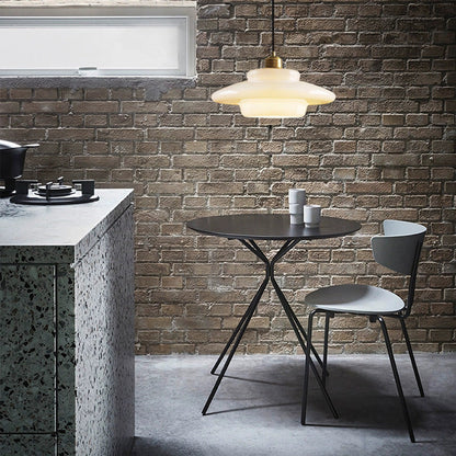 Contemporary Scandinavian Dome Disc Half Glass Lampshade Hardware 1 - Light Pendant Light For Dining Room