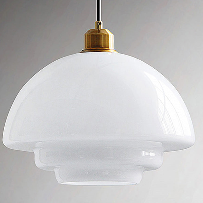 Contemporary Scandinavian Dome Disc Half Glass Lampshade Hardware 1 - Light Pendant Light For Dining Room