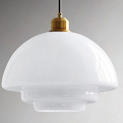 Contemporary Scandinavian Dome Disc Half Glass Lampshade Hardware 1 - Light Pendant Light For Dining Room