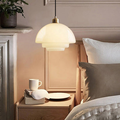 Contemporary Scandinavian Dome Disc Half Glass Lampshade Hardware 1 - Light Pendant Light For Dining Room
