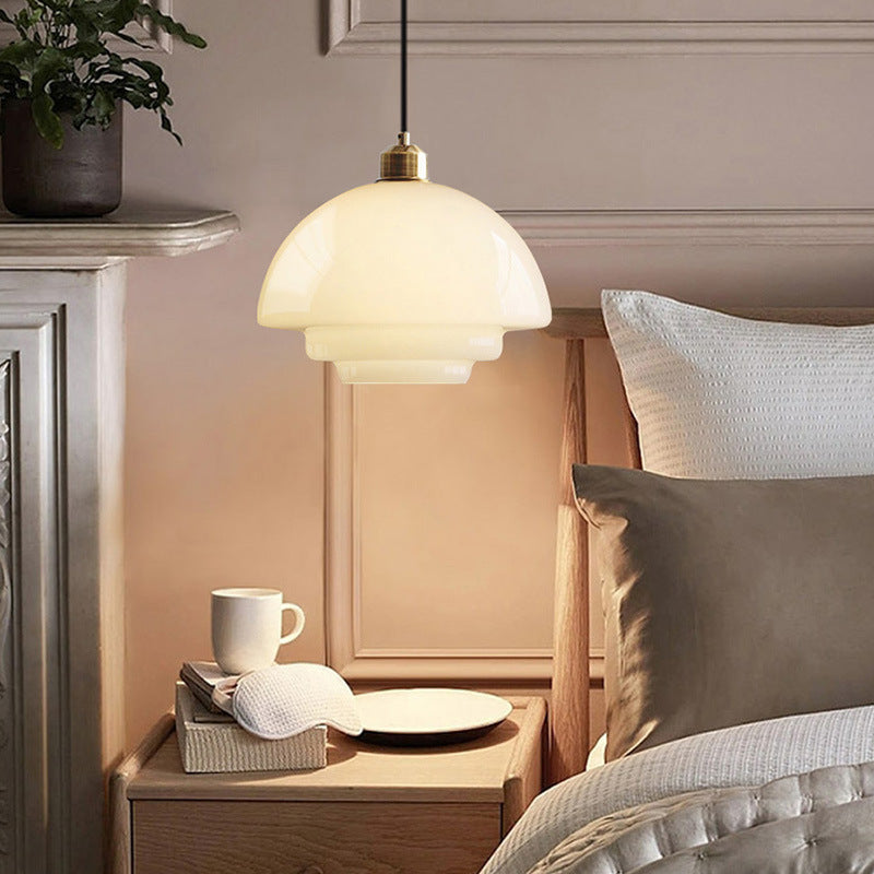 Contemporary Scandinavian Dome Disc Half Glass Lampshade Hardware 1 - Light Pendant Light For Dining Room