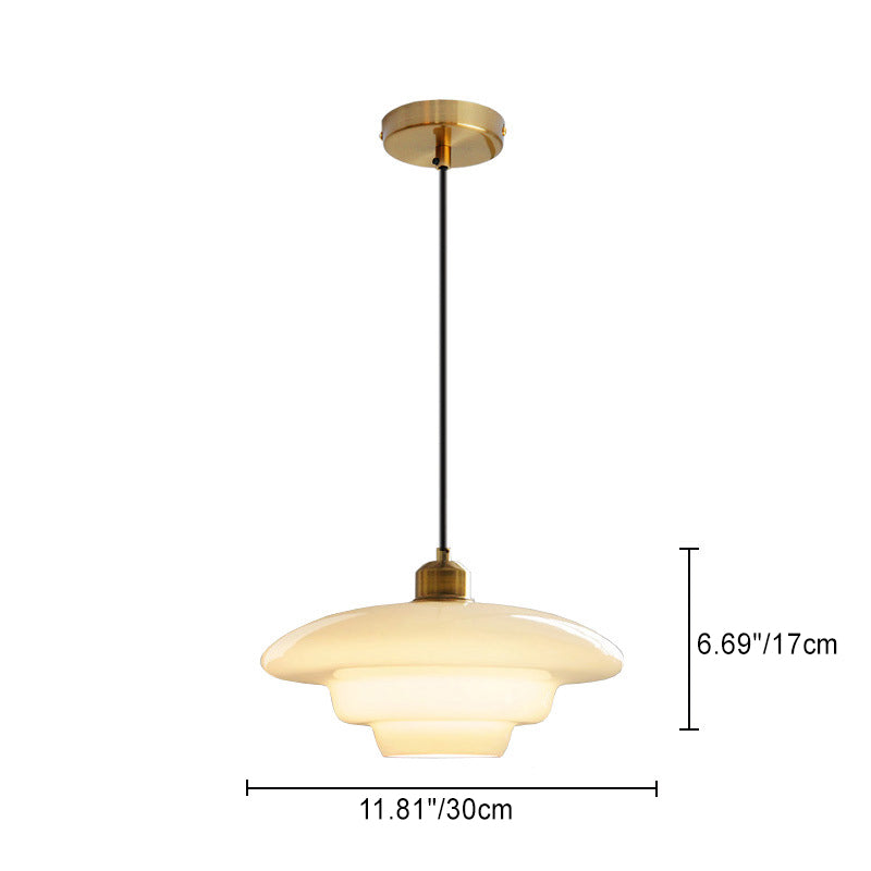 Contemporary Scandinavian Dome Disc Half Glass Lampshade Hardware 1 - Light Pendant Light For Dining Room