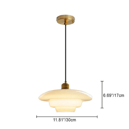 Contemporary Scandinavian Dome Disc Half Glass Lampshade Hardware 1 - Light Pendant Light For Dining Room