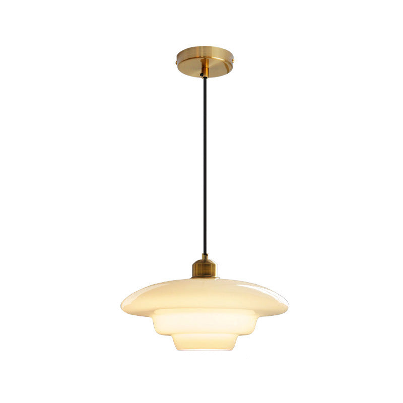 Contemporary Scandinavian Dome Disc Half Glass Lampshade Hardware 1 - Light Pendant Light For Dining Room