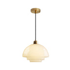 Contemporary Scandinavian Dome Disc Half Glass Lampshade Hardware 1 - Light Pendant Light For Dining Room
