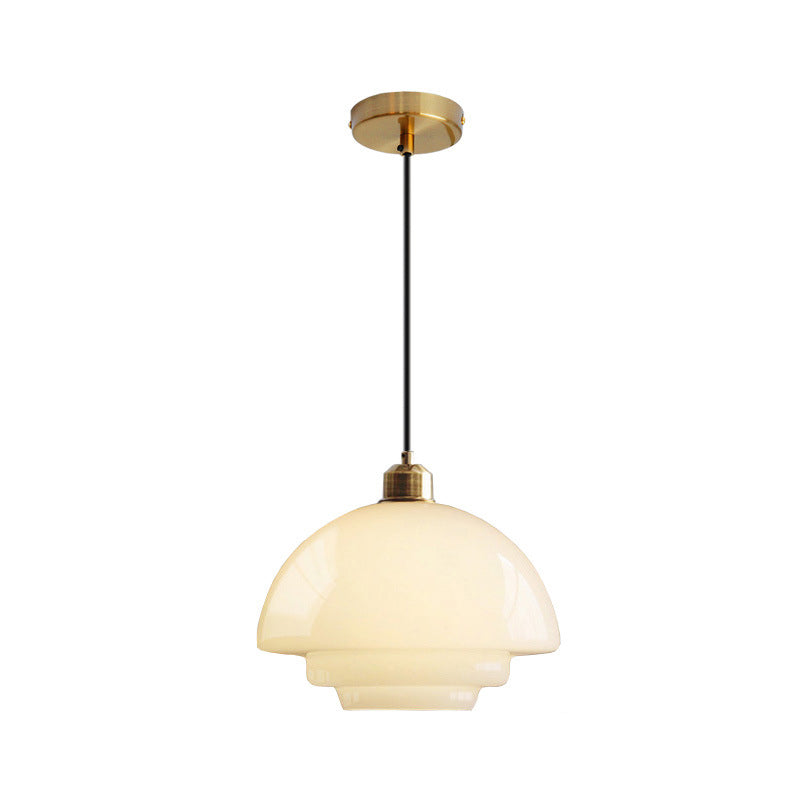 Contemporary Scandinavian Dome Disc Half Glass Lampshade Hardware 1 - Light Pendant Light For Dining Room