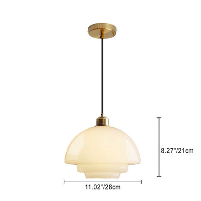 Contemporary Scandinavian Dome Disc Half Glass Lampshade Hardware 1 - Light Pendant Light For Dining Room