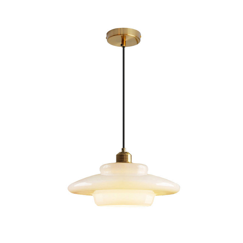 Contemporary Scandinavian Dome Disc Half Glass Lampshade Hardware 1 - Light Pendant Light For Dining Room