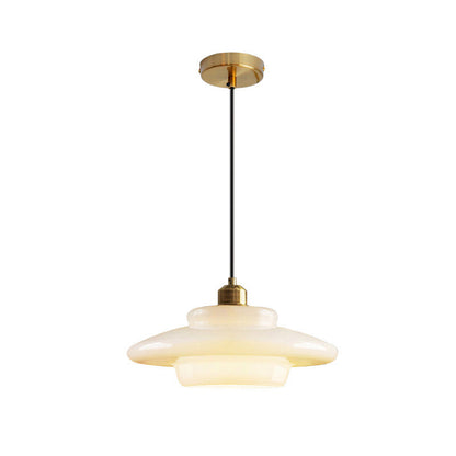 Contemporary Scandinavian Dome Disc Half Glass Lampshade Hardware 1 - Light Pendant Light For Dining Room