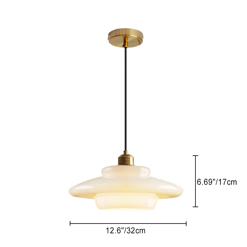 Contemporary Scandinavian Dome Disc Half Glass Lampshade Hardware 1 - Light Pendant Light For Dining Room