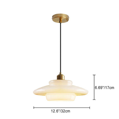 Contemporary Scandinavian Dome Disc Half Glass Lampshade Hardware 1 - Light Pendant Light For Dining Room