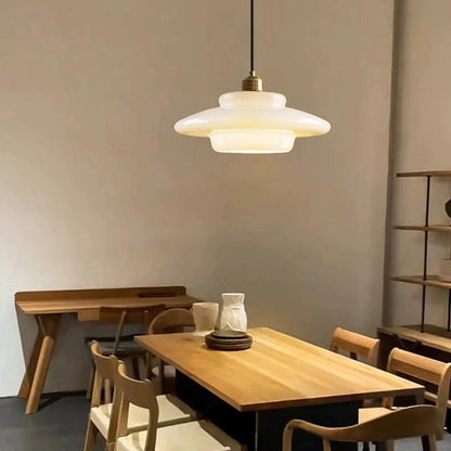 Contemporary Scandinavian Dome Disc Half Glass Lampshade Hardware 1 - Light Pendant Light For Dining Room